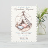 Invitation Sweet Girly Teepee Sleepover Party Anniversaire (Debout devant)