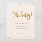 Invitation Sweet Gold Oh Baby Script Peach Baby shower (Devant)