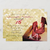 Invitation Sweet Gold Sparkle 16 (Devant / Derrière)