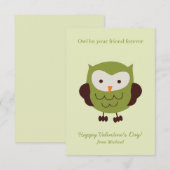 Invitation Sweet Green Owl Classroom Valentine Cards (Devant / Derrière)