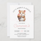 Invitation Sweet Hamster, Cupcake rose Anniversaire des enfan (Devant)