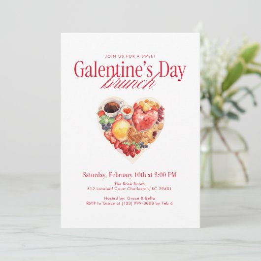 Invitation Sweet Heart Brunch Galentine’s Day Brunch (Debout devant)