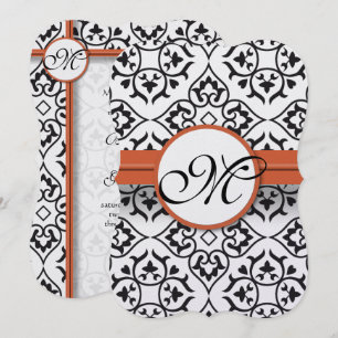 Invitation Sweet Heart Damask côté frontière Coral Trim Maria