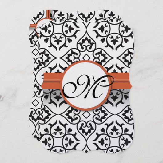 Invitation Sweet Heart Damask côté frontière Coral Trim Maria (Devant / Derrière)