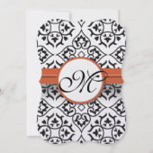 Invitation Sweet Heart Damask côté frontière Coral Trim Maria (Devant)