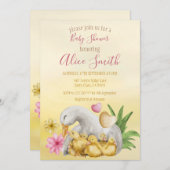 Invitation Sweet Heart Greenery Jaune maman & Baby shower (Devant / Derrière)