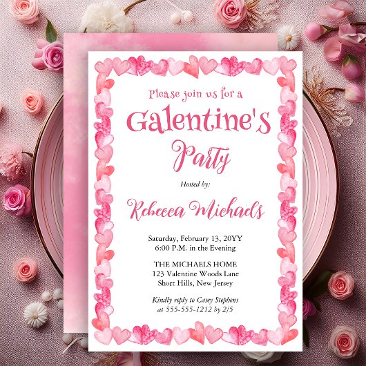 Invitation Sweet Hearts Frame Galentine's Day Party