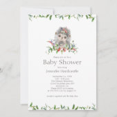 Invitation Sweet Hérisson Aquarelle Baby shower Floral (Devant)