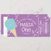 Invitation Sweet Ice Cream Sprinkings Anniversaire Ticket Par (Devant / Derrière)