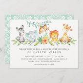 Invitation Sweet Jungle Animaux Neutral Invitatiatiation Baby (Devant / Derrière)