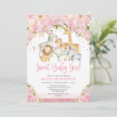 Invitation Sweet Jungle Safari Animaux sauvages Baby shower f (Debout devant)
