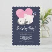 Invitation Sweet Kitty Chat Dormir avec un grand coeur Annive (Debout devant)