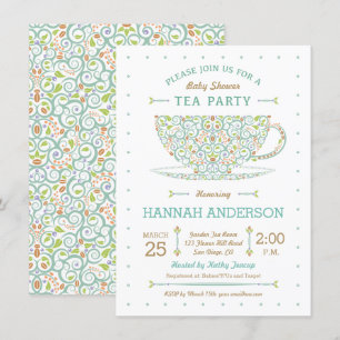 Invitation Sweet Lacy Teacup Baby shower genre neutre