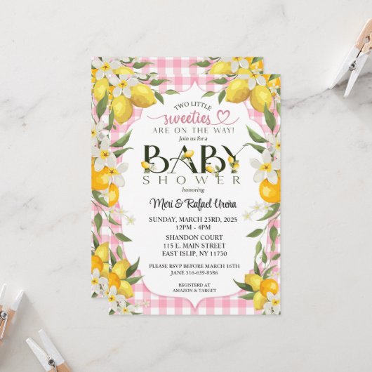Invitation Sweet Lemon Bliss : Un Baby shower à retenir ! (Devant/Arrière en situation)