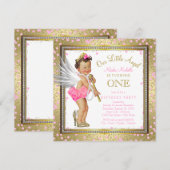 Invitation Sweet Little Angel Girls 1er anniversaire (Devant / Derrière)