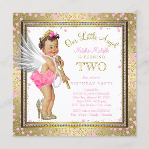 Invitation Sweet Little Angel Girls 2e fête d'anniversaire