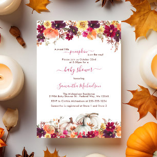 Invitation Sweet Little Citrouille Automne Baby shower floral
