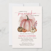 Invitation Sweet Little Citrouille Automne Baby shower rose d (Devant)