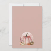 Invitation Sweet Little Citrouille Automne Baby shower rose d (Dos)