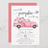 Invitation Sweet Little Citrouille Baby shower fille rose (Devant / Derrière)