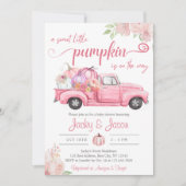 Invitation Sweet Little Citrouille Baby shower fille rose (Devant)
