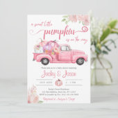 Invitation Sweet Little Citrouille Baby shower fille rose (Debout devant)