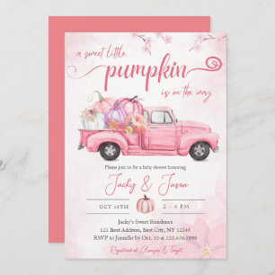 Invitation Sweet Little Citrouille Baby shower fille rose