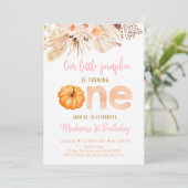 Invitation Sweet Little Citrouille Boho Premier anniversaire (Debout devant)