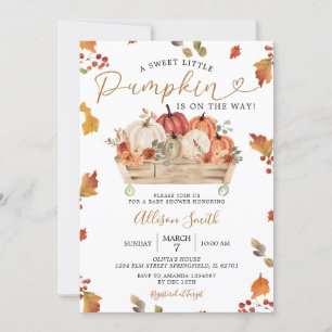 Invitation Sweet Little Citrouille Feuilles d'automne Baby sh
