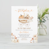 Invitation Sweet Little Citrouille Poussette Baby shower Flor (Debout devant)