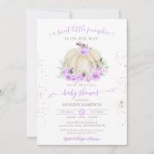Invitation Sweet Little Citrouille Purple Rose Baby shower fi (Devant)