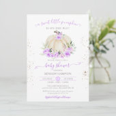 Invitation Sweet Little Citrouille Purple Rose Baby shower fi (Debout devant)