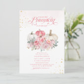 Invitation Sweet Little Citrouille Rose Floral Baby shower d' (Debout devant)
