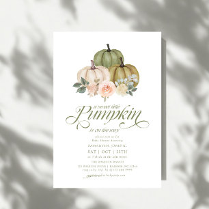 Invitation Sweet Little Citrouille Rose Floral Baby shower d'