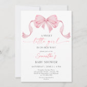 Invitation Sweet Little Girl Coquette Bow Baby shower frontal (Devant)