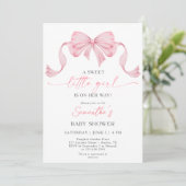 Invitation Sweet Little Girl Coquette Bow Baby shower frontal (Debout devant)