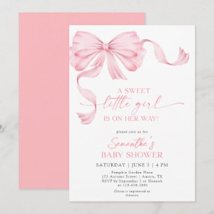 Invitation Sweet Little Girl Coquette Bow Ribbon Baby shower