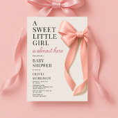 Invitation Sweet Little Girl is Almost Here Bow Baby Shower