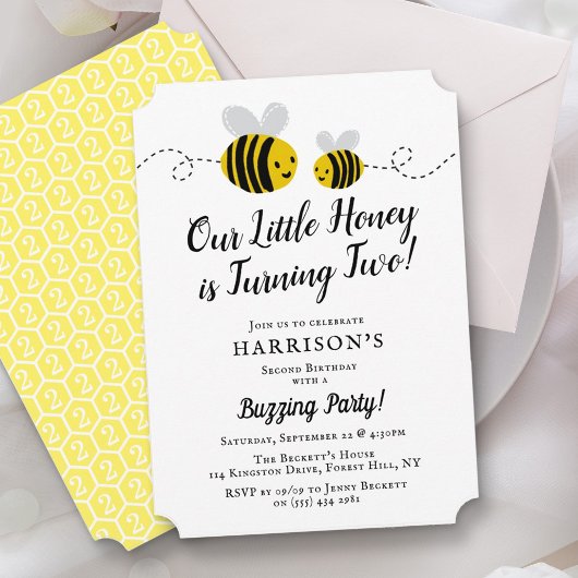 Invitation Sweet Little Honey Bee 2e anniversaire