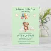 Invitation Sweet Little One sur le chemin Baby shower vert (Debout devant)