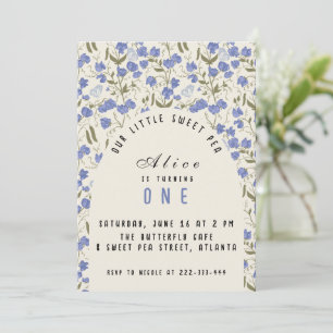 Invitation Sweet Little Pea fille premier anniversaire