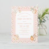 Invitation Sweet Little Peach Baby Shower (Debout devant)