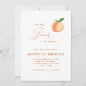 Invitation Sweet Little Peach Genre Neutre 1er anniversaire (Devant)