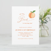 Invitation Sweet Little Peach Genre Neutre 1er anniversaire (Debout devant)
