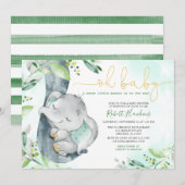 Invitation Sweet Little Peanut Boy Elephant Baby shower Invit (Devant / Derrière)