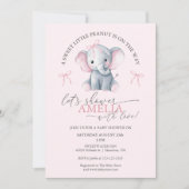 Invitation Sweet Little Peanut Elephant Baby Girl Shower (Devant)