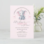 Invitation Sweet Little Peanut Elephant Baby Girl Shower (Debout devant)
