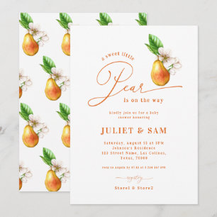 Invitation Sweet Little Pear Baby shower neutre de genre