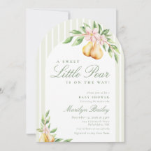 Sweet Little Pear Stripe Baby shower vert Pastel