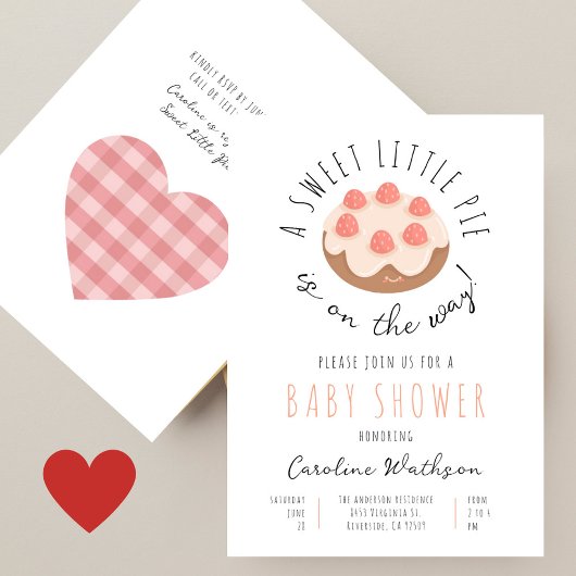 Invitation Sweet Little Pie Baby shower manuscrit fille